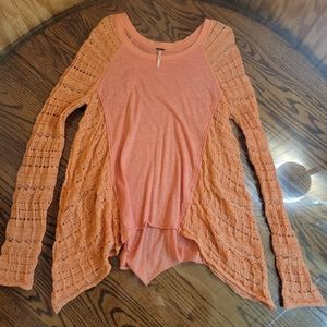 Free People Long Knitted Sleeve Shirt